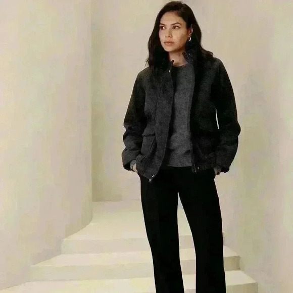 😍 NWT 😍 Banana Republic Brushed Short Jacket, Charcoal Gray, Size S - Picture 1 of 11